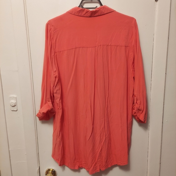 N.W.D New Woman Design Blouse Top Tee Button Down Shirt Coral size 1X - Picture 5 of 8